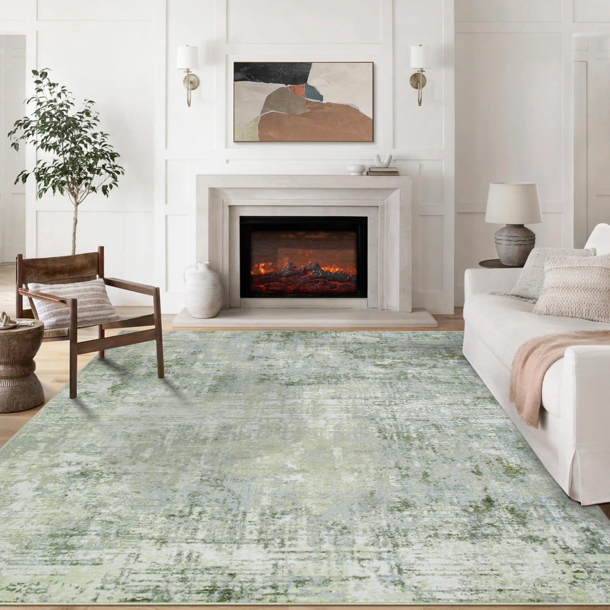 8x10 Area Rugs for Living Room Bedroom Dining Room Washable Blue Grey