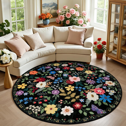 PLHXFR 8x10 Area Rug Living Room: Floral Washable Boho Carpet Dark Green