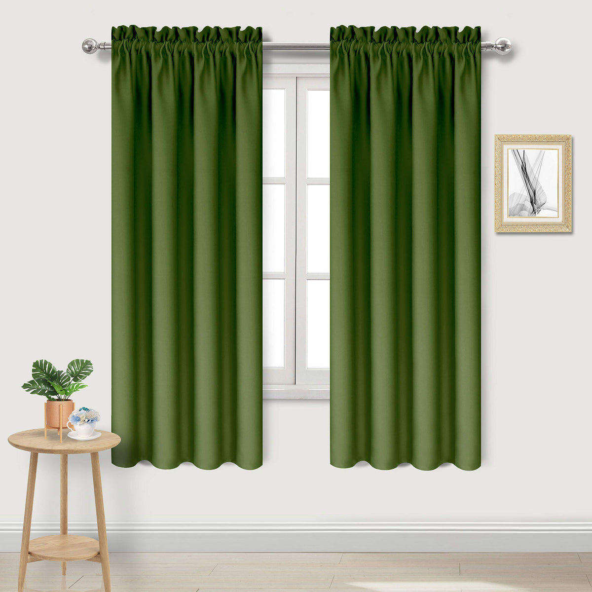 DWCN Blackout Curtains for Bedroom Living Room 42 x 63 Inch Long Black