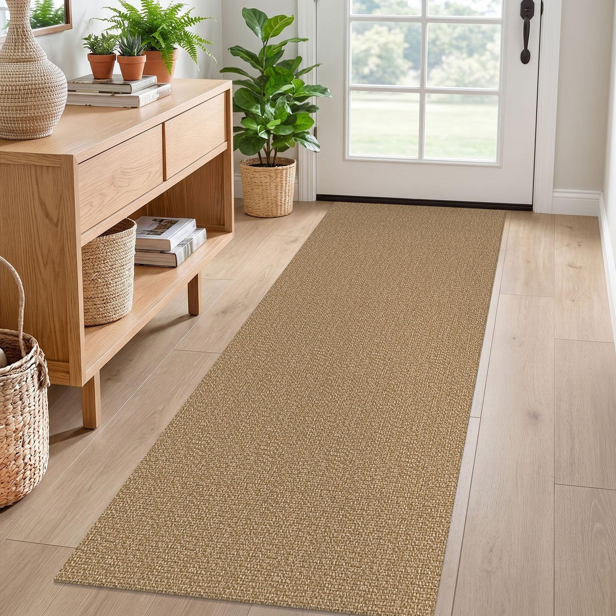 EARTHALL Washable Area Rug, Non Slip Entryway Rug, 4x6 Ft, Sand/Beige