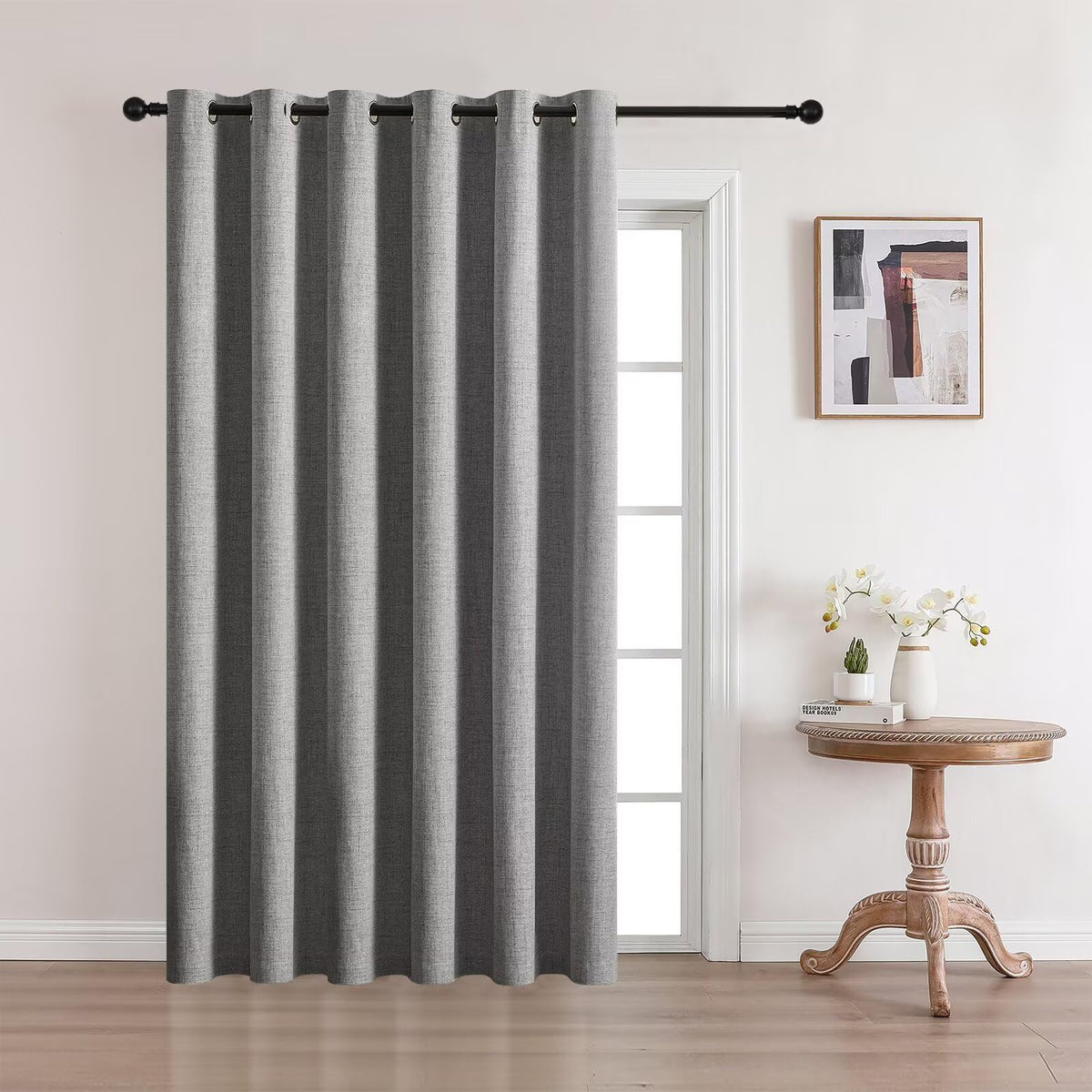 CUCRAF 100% Blackout Window Curtains 84 inches Long 2 Panels Set, Faux Linen Look Thermal Insulated Grommet Drapes, Room Darkening Curtain for Bedroom Living Room(W52 x L84 Inch, Light Khaki)