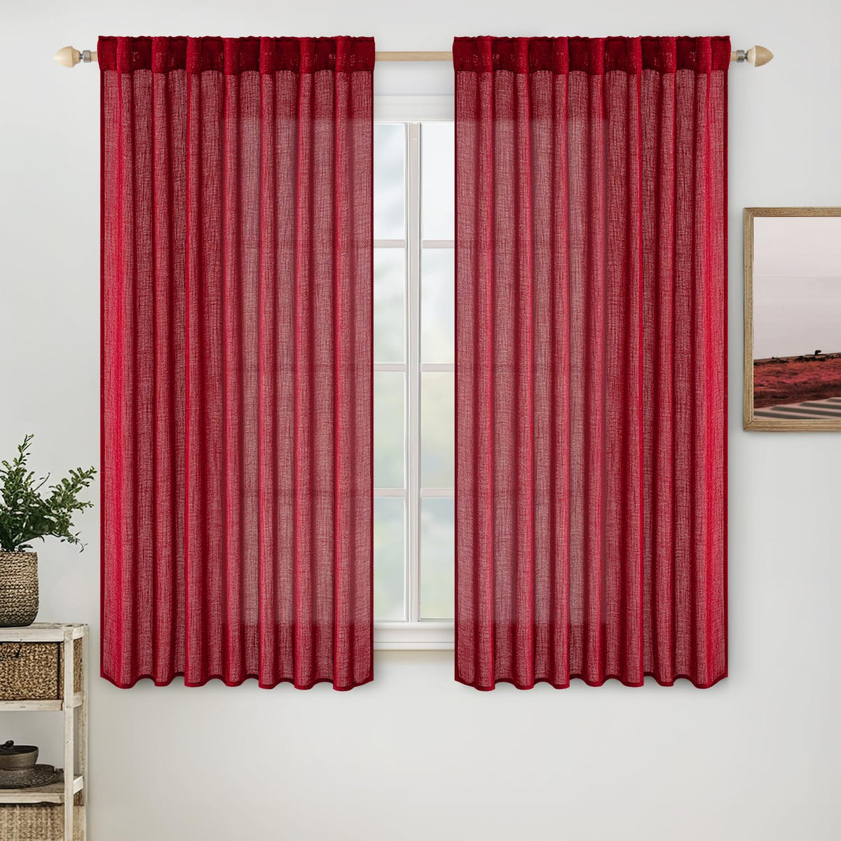 MIULEE Natural White Linen Curtains 52x84 Inch Long for Bedroom Living Room
