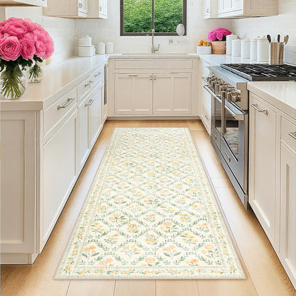 PLHXFR 8x10 Area Rug Living Room: Floral Washable Boho Carpet Dark Green
