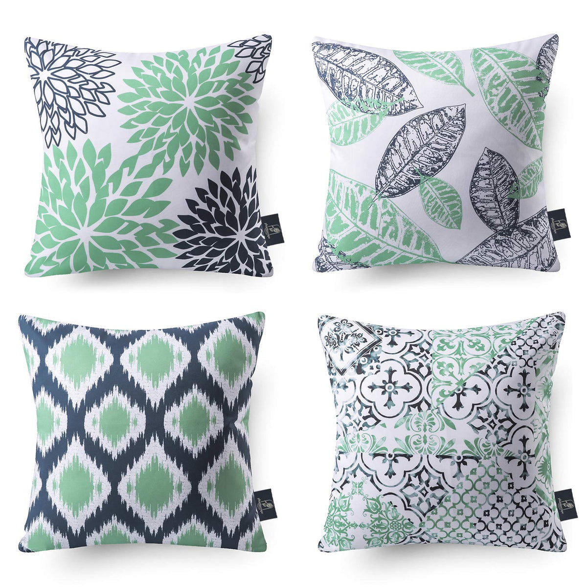 Phantoscope Set of 4 New Living Series Fall Leaf Geometric Coffee Throw Decorative Pillow Cover Cushion Cover 18 x 18 inches 45 x 45 cm