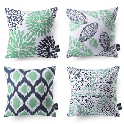 Phantoscope Set of 4 New Living Series Fall Leaf Geometric Coffee Throw Decorative Pillow Cover Cushion Cover 18 x 18 inches 45 x 45 cm