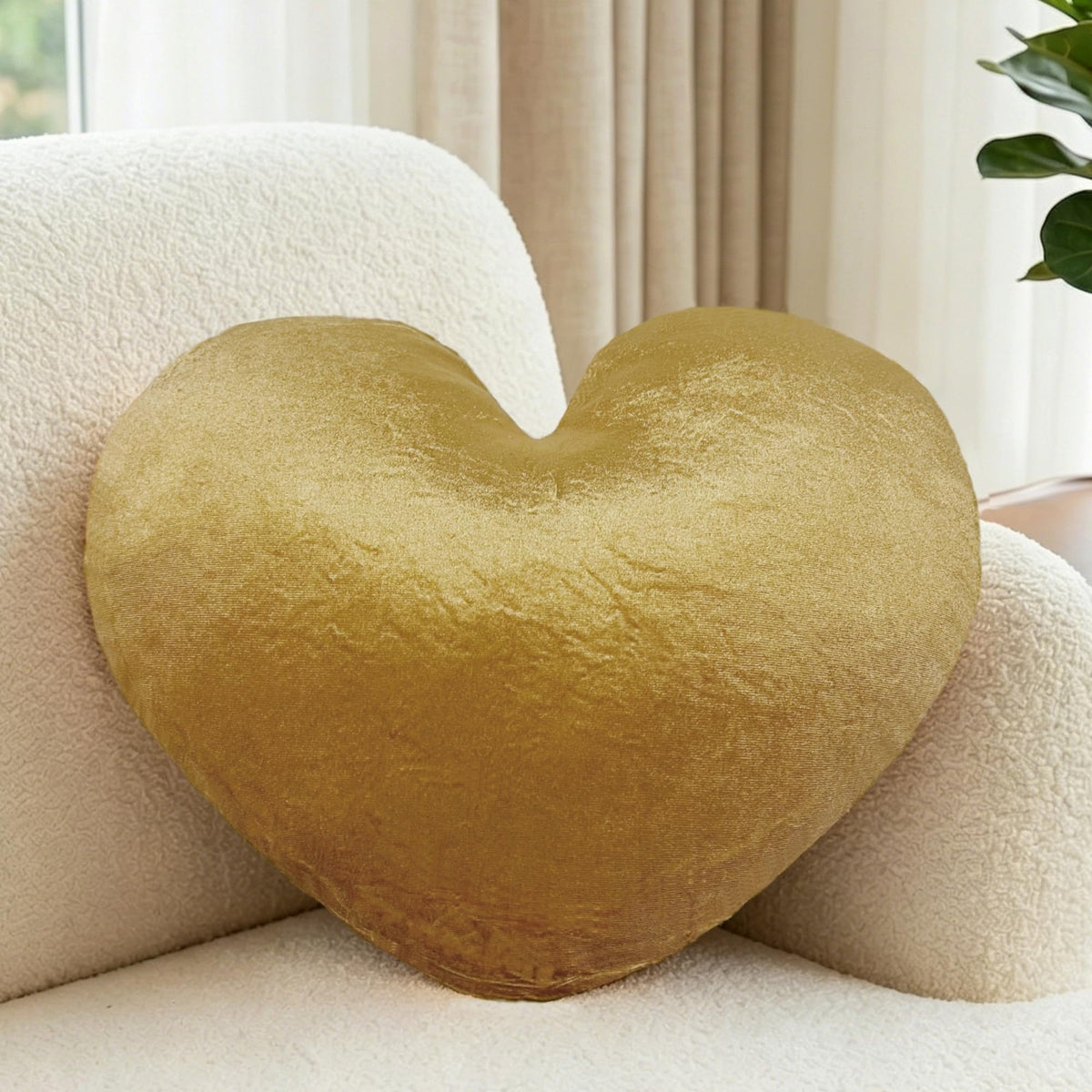 16 Inch White Heart Pillow Cute Fluffy Decorative Throw Pillows for Bed