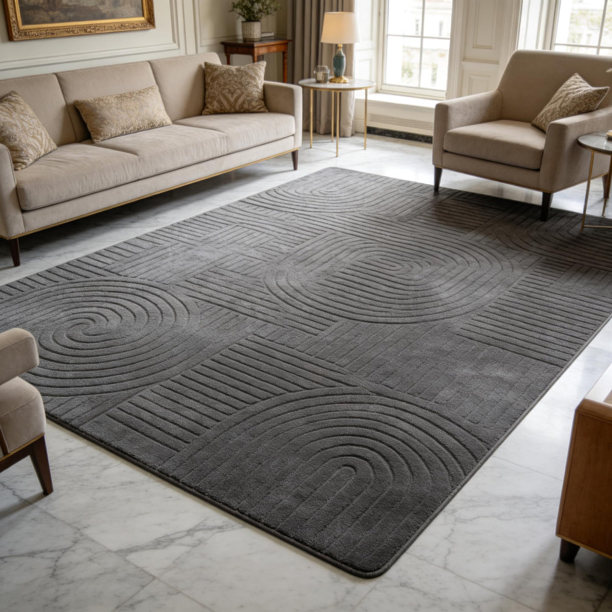 5x7 Grey Solid Color Area Rug, Modern Rugs for Living Room Bedroom