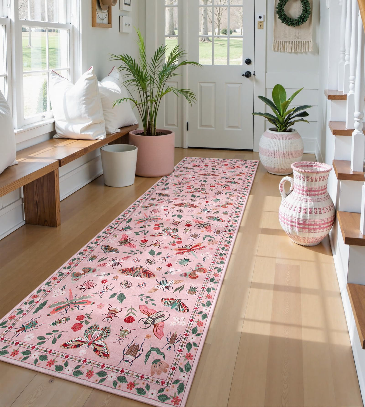 Lahome Bug Washable Area Rugs 5x7, Soft Green Rug for Living Room Bedroom