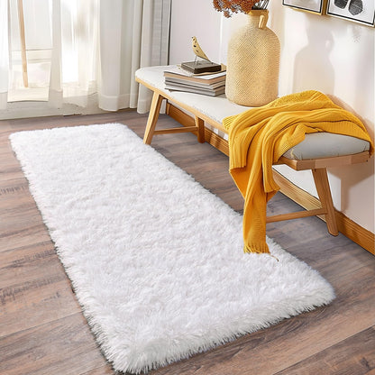 Ultra Soft Runner Rugs for Bedroom Hallways with Upgraded Non-Slip Rubber Backing & Thick Memory Sponge, 2x6 Feet Fluffy Shag Throw Area Rug for Bedside Dorm Dark Grey