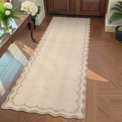 GarveeHome 5x7 Scalloped Area Rug Jute Washable Bedroom Living Room Rug
