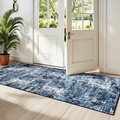 Rugflix 8x10 Area Rug for Living Room, Washable Navy Blue Dark Black Carpet