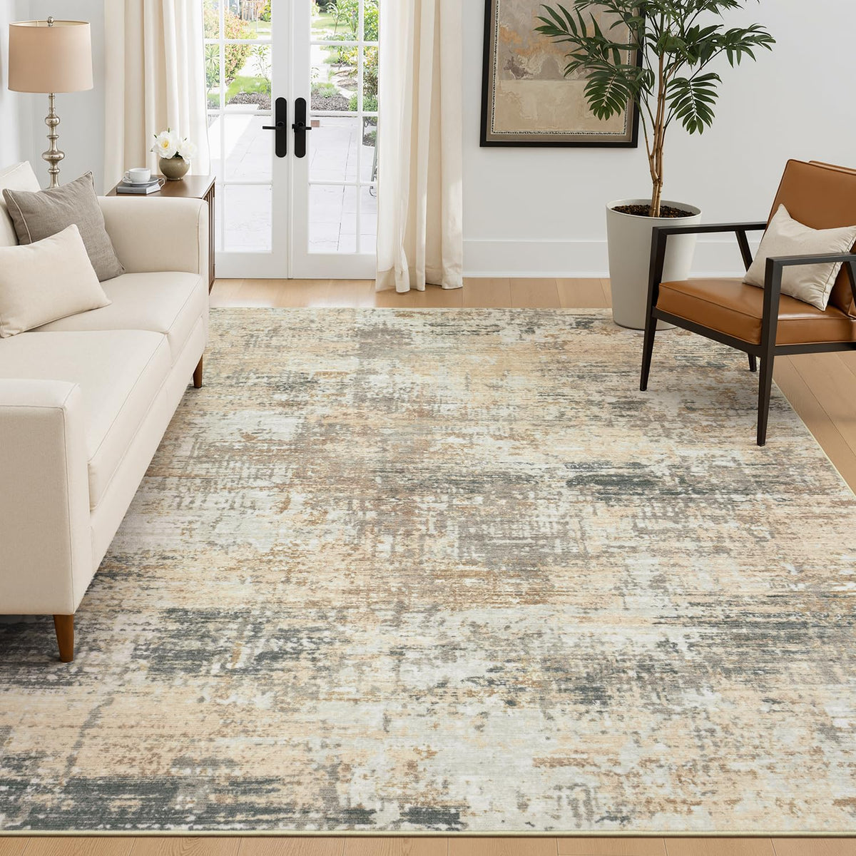 Rugflix 8x10 Area Rug for Living Room, Washable Navy Blue Dark Black Carpet