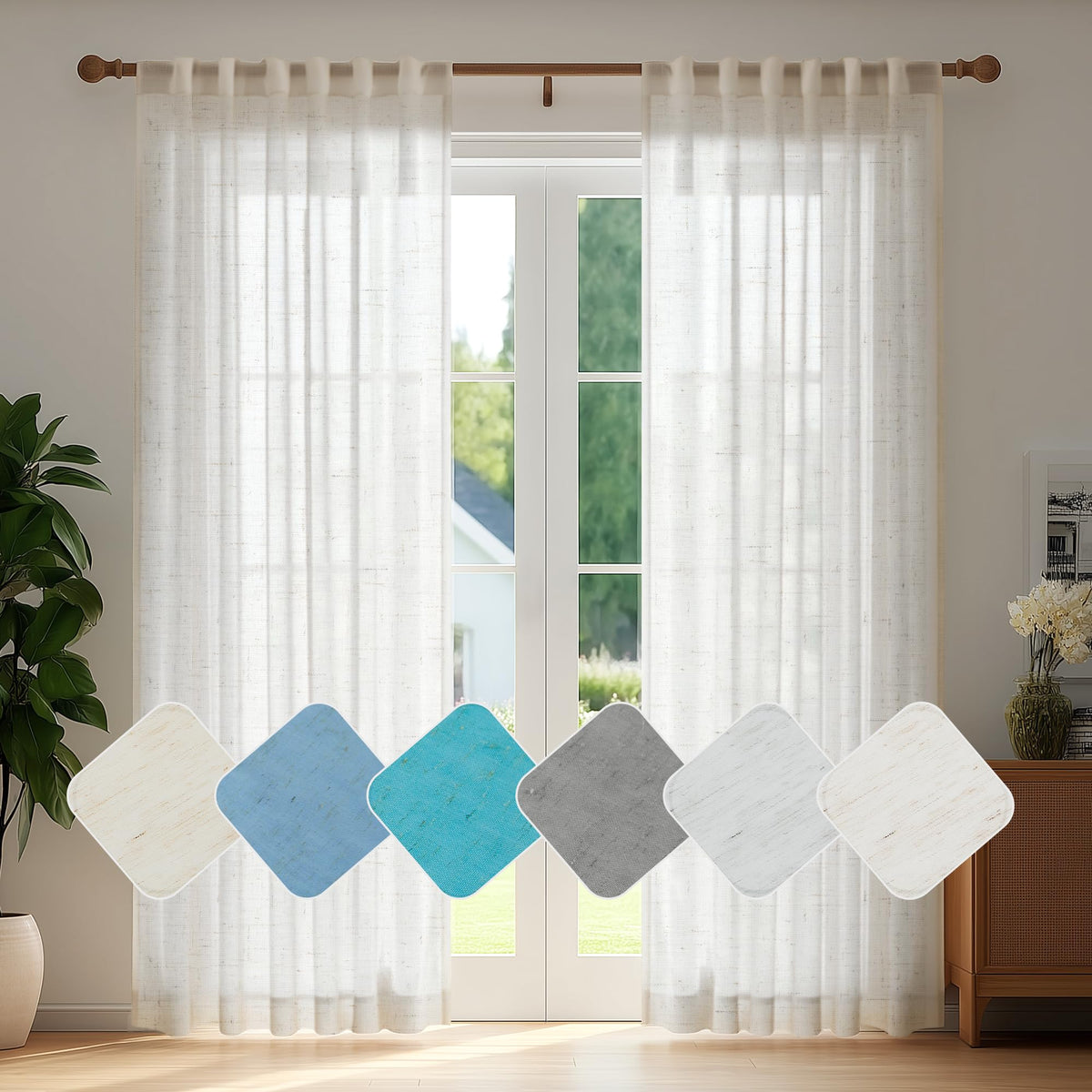 Deconovo Light Filtering Sheer Curtains 72 Inches Long for Living Room