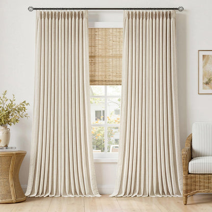 MIULEE Pinch Pleated Linen Curtains 90 Inches Long 2 Panels Natural