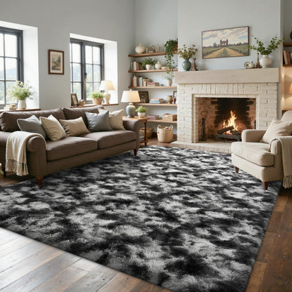 5x7 Black Area Rugs for Living Room, Large Fluffy Shag Bedroom Rugs Non-Slip, Ultra Soft Plush Carpet for Nursery Kids PlayRoom Dorm Office Indoor Modern Carpets