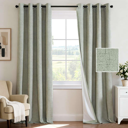 H.VERSAILTEX 100% Blackout Curtains for Bedroom 84 Inches Long Grommet Linen Face Full Light Blocking Curtain Drapes for Living Room Thermal Linen Look Curtains 2 Panels Set, 52" W x 84" L, Navy