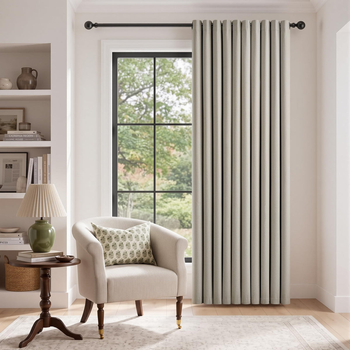 Natural Ivory 100% Blackout Grommet Linen Curtains 90 Inch Long 2 Panels