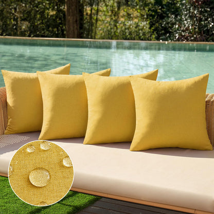 MIULEE Pack of 4 Decorative Outdoor Throw Pillow Covers Linen Waterproof Pillow Covers Summer Farmhouse Cushion Cases for Patio Garden Tent Balcony Couch Sofa 18x18 Inch Red/Turquoise
