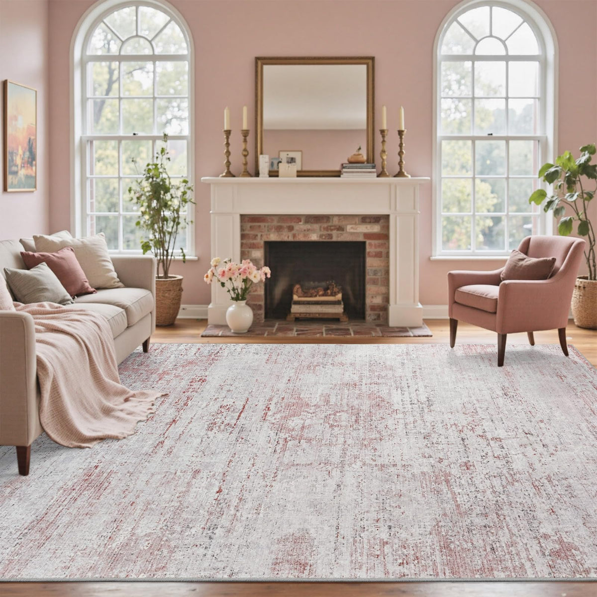 6x9 Ft Abstract Washable Area Rugs for Living Room Blue