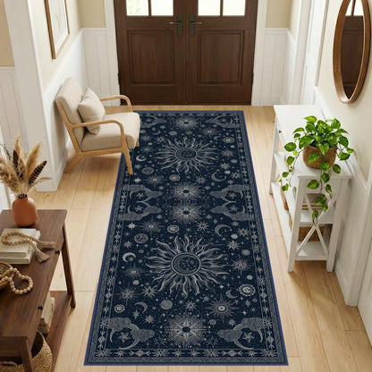 Vacuum-Friendly, 5x7 Washable Area Rug, Black Gold Beige Red