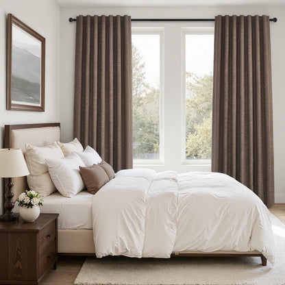 Topfinel Cream Ivory Blackout Curtains & Drapes 84 Inch Length, Beige Pinch Pleat Full Blackout Flax Linen Tab Top Soundproof Curtains with Hooks Rings for Bedroom Living Room Track 2 Panels Set
