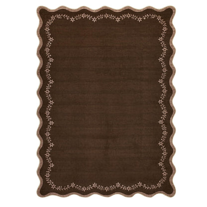 GarveeHome 5x7 Scalloped Area Rug Jute Washable Bedroom Living Room Rug