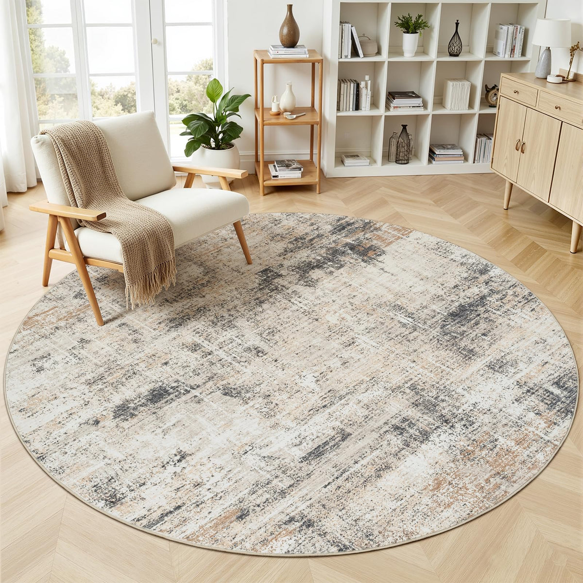 8x10 Area Rug for Living Room, Abstract Washable Non-Slip Large Rugs, Gold