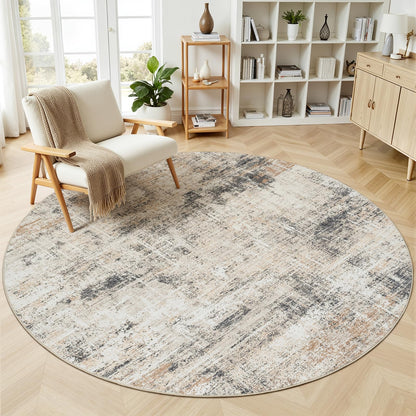 8x10 Area Rug for Living Room, Abstract Washable Non-Slip Large Rugs, Gold