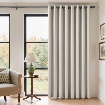 Natural Ivory 100% Blackout Grommet Linen Curtains 90 Inch Long 2 Panels