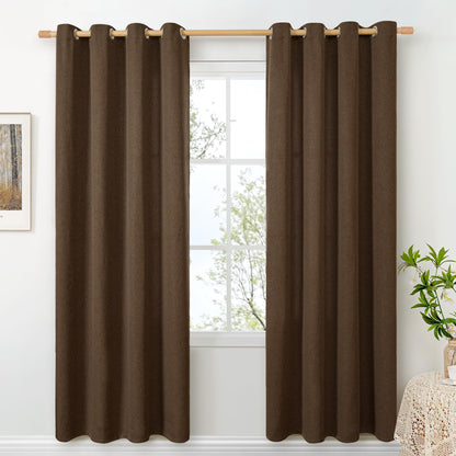 BGment Oatmeal Linen Curtains 84 Inch Length 2 Panels Set for Living Room