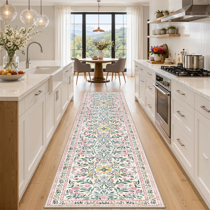 PLHXFR 8x10 Area Rug Living Room: Floral Washable Boho Carpet Dark Green