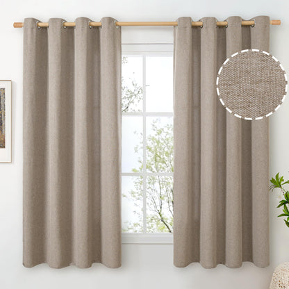 BGment Oatmeal Linen Curtains 84 Inch Length 2 Panels Set for Living Room