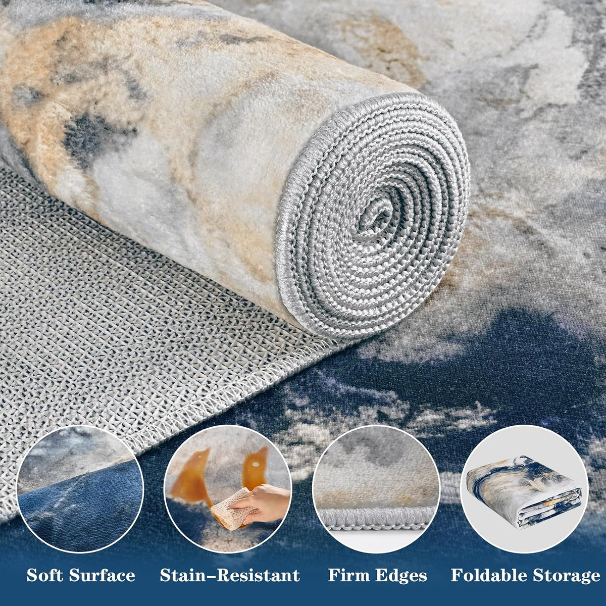 Yinhua 6x9 Area Rugs for Living Room, Washable Large Rugs for Bedroom