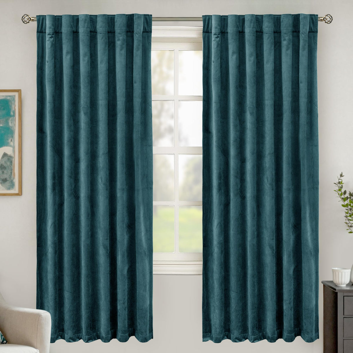 BGment Olive Green Velvet Blackout Curtains 52 x 84 Inch Length, 2 Panels