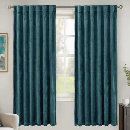 BGment Olive Green Velvet Blackout Curtains 52 x 84 Inch Length, 2 Panels