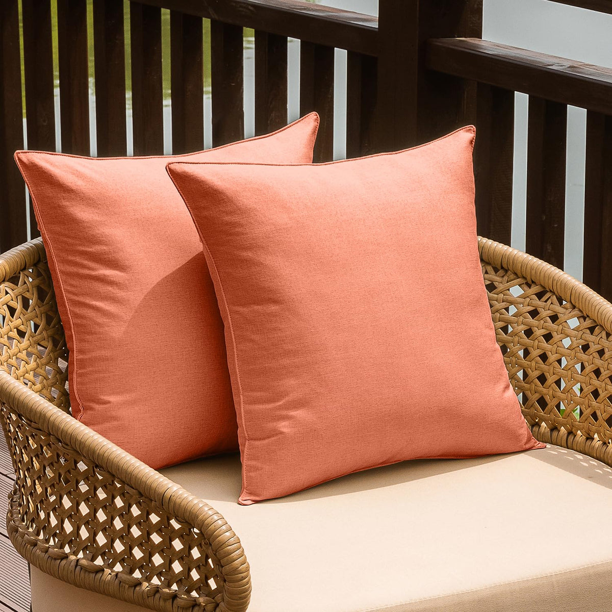 NiNi ALL Waterproof Outdoor Pillow Covers 18x18 Set of 2 Patio Black