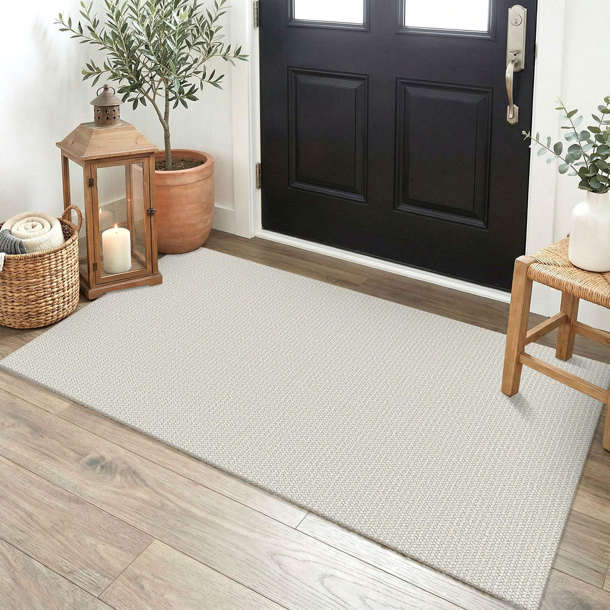 EARTHALL Washable Area Rug, Non Slip Entryway Rug, 4x6 Ft, Sand/Beige