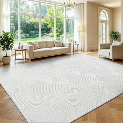 Pauwer 5x7 Area Rugs for Living Room, Modern Non Slip Washable Rug, Beige
