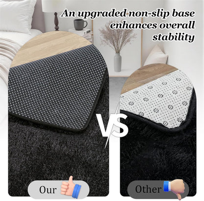 8x10 Area Rug Living Room Bedroom: Fluffy Plush Shag Carpet Black