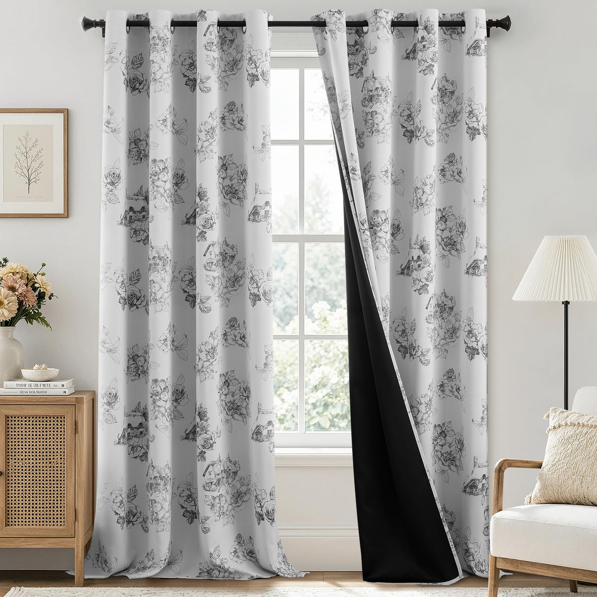 SimpleHome Cream 100% Blackout Curtains Room Darkening Living Room 84 Inch
