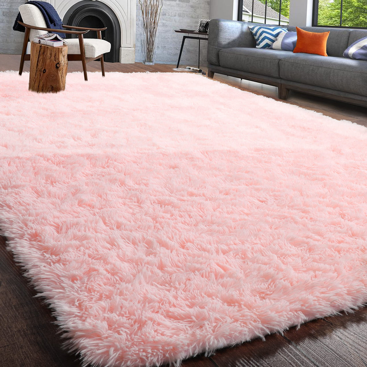 Fluffy Grey Rug for Bedroom 4x6, Modern Area Rugs for Kids Room Living Room