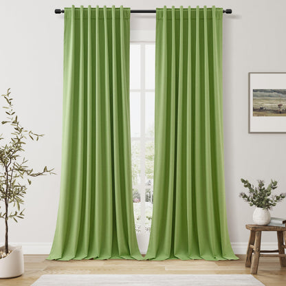 Guken Cream Linen Blackout Curtains 84 Inch Length 2 Panels Set for Living Room Bedroom Back Tab Thermal Insulated 100% Black Out Drapes Room Darkening Window Curtain Ivory Natural Beige