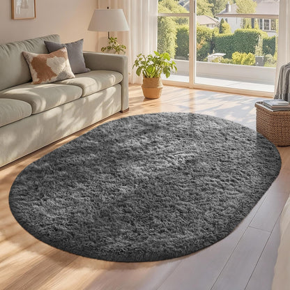 Ophanie Area Rugs for Living Room Bedroom, Washable Non-Slip Fluffy Soft Grey Shag Carpet, Indoor Floor Gray 4x6 Fuzzy Shaggy Living Room Plush Rug for Kids Home Dorm Decor Aesthetic