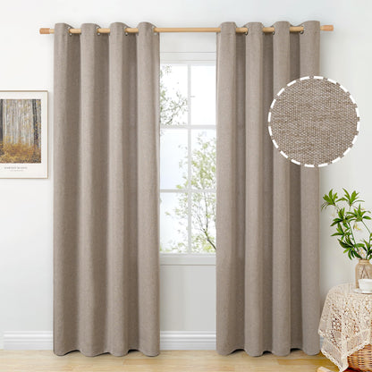 BGment Oatmeal Linen Curtains 84 Inch Length 2 Panels Set for Living Room