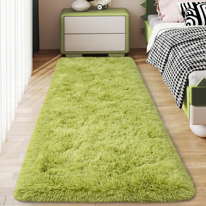 Ultra Soft Runner Rugs for Bedroom Hallways with Upgraded Non-Slip Rubber Backing & Thick Memory Sponge, 2x6 Feet Fluffy Shag Throw Area Rug for Bedside Dorm Dark Grey