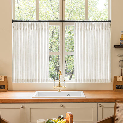 TWODRAPES Natural Pinch Pleated Linen Semi Sheer 84 Inch Curtains 2 Panels