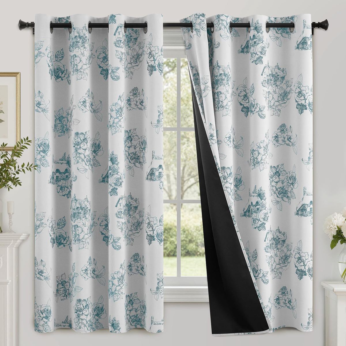 SimpleHome Cream 100% Blackout Curtains Room Darkening Living Room 84 Inch