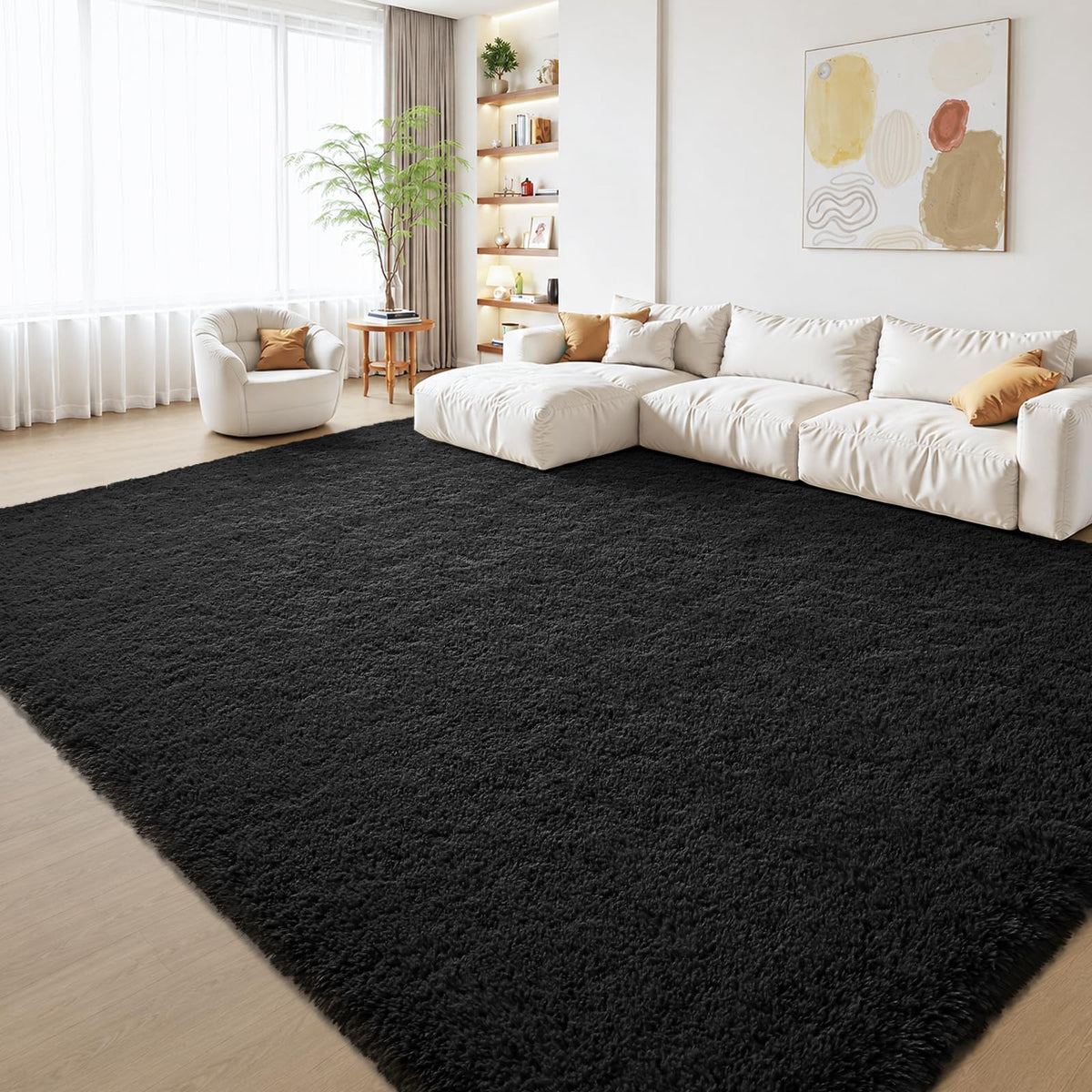 Zentavio 5x8 Area Rugs for Bedroom Fluffy Rugs for Living Room Carpet Large Fuzzy Soft Shag Aesthetic Plush High Pile Gray Throw Rug for Nursery Kids Room Dorm Waved Grey