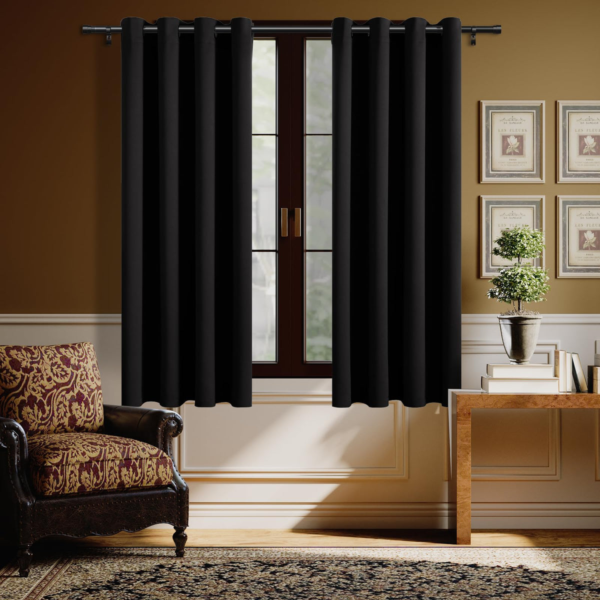 H.VERSAILTEX Blackout Curtains for Bedroom Thermal Insulated Room Darkening Living Room Curtains 63 Inch Long Grommet Privacy Protection Window Curtain Panels/Drapes for Nursery,2 Panels,Ivory/Cream