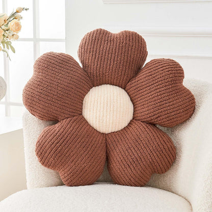 Kcvvcr Flower Throw Pillow, Cute Flower Shaped Pillow Decorative Throw Pillow for Bed Couch, Soft Daisy Pillows Floor Seating Cushion Cushions (14.9 Inch White+Green)